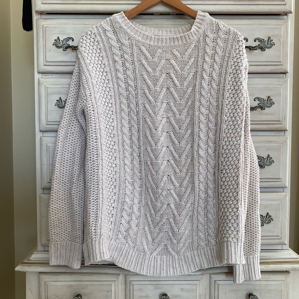 Vici Cream Speckled Cable Knit Sweater
